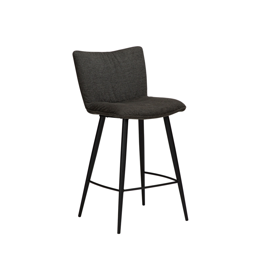 Danform_JOIN_counter_stool_matala_baarituoli_kokoverhoiltu_kangas_crow_black_fabric_metallijalat_01 - Edella