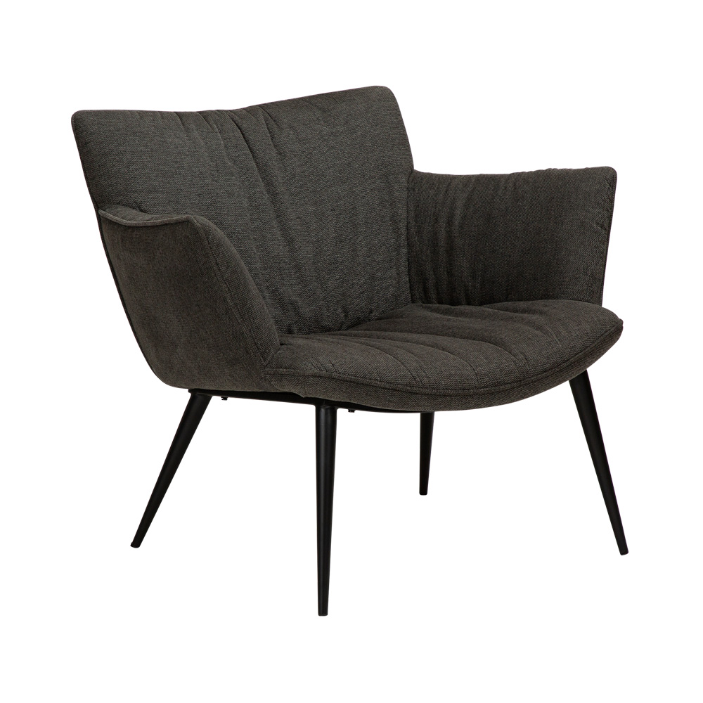 Danform_JOIN_lounge_chair_nojatuoli_ravintolatuoli_kahvilatuoli_kokoverhoiltu_crow_black_fabric_metallijalat_01 - Edella