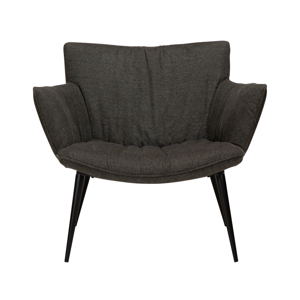 Danform_JOIN_lounge_chair_nojatuoli_ravintolatuoli_kahvilatuoli_kokoverhoiltu_crow_black_fabric_metallijalat_02 - Edella
