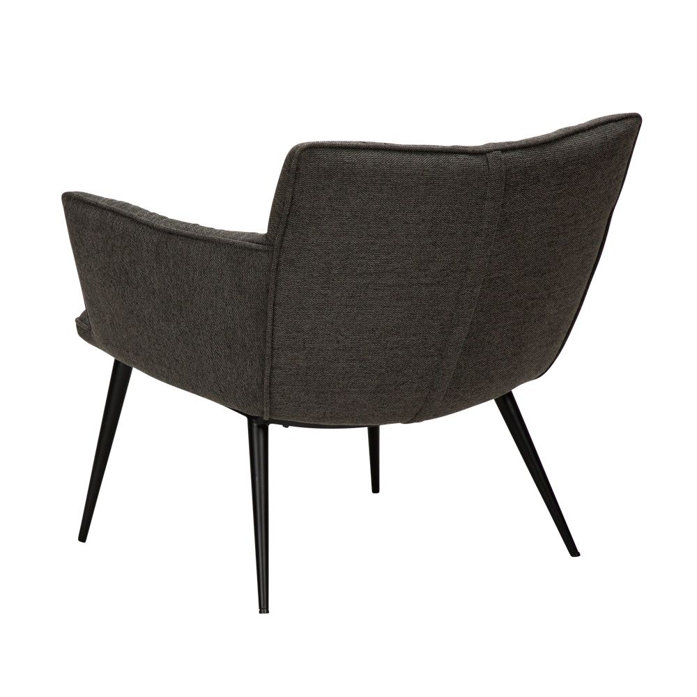 Danform_JOIN_lounge_chair_nojatuoli_ravintolatuoli_kahvilatuoli_kokoverhoiltu_crow_black_fabric_metallijalat_05 - Edella