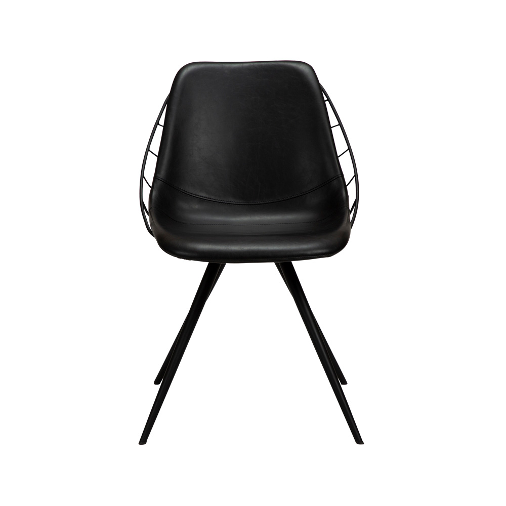 Danform_SWAY_chair_ravintolatuoli_kahvilatuoli_kokoverhoiltu_vintage_black_art_leather_keinonahka_mustat_metallijalat_02 - Edella