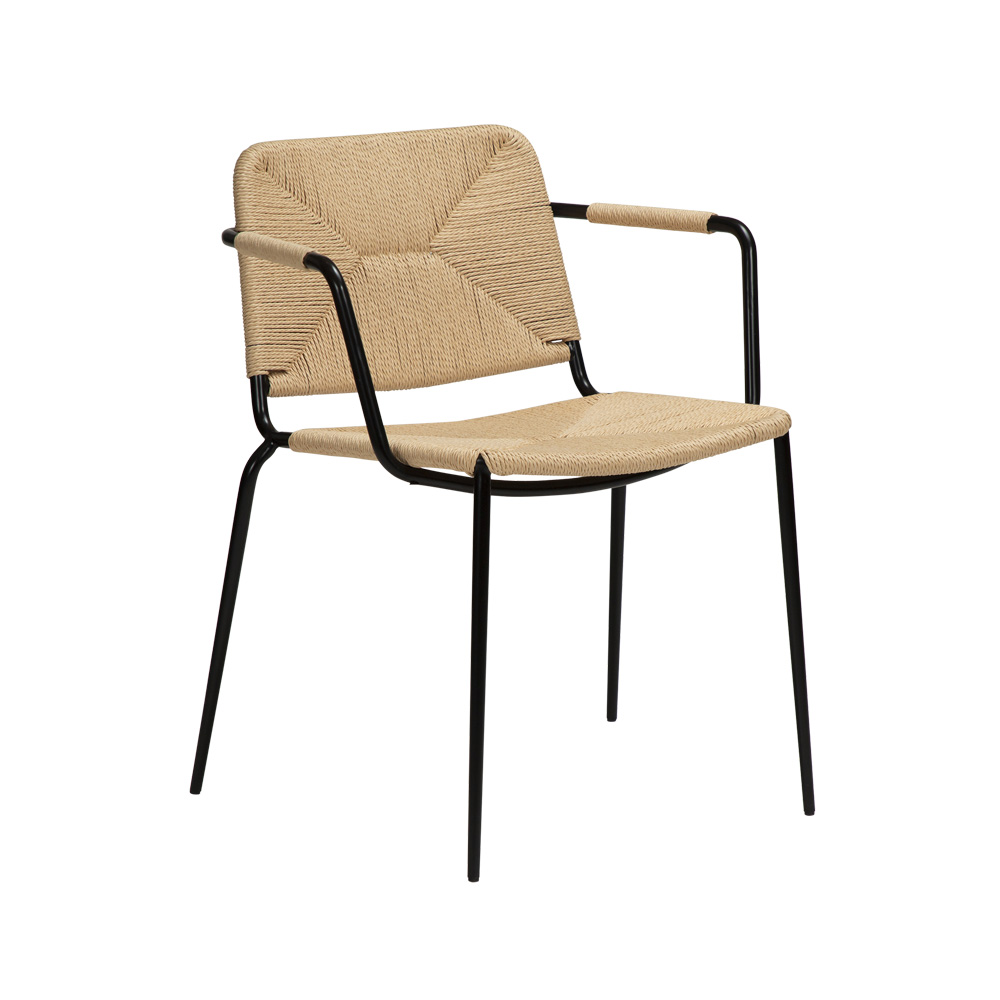 Danform_Stiletto_armchair_ravintolatuoli_kahvilatuoli_natural_käsinojallinen_putkijaloilla_paperinaru_punottu_istuin_01 - Edella