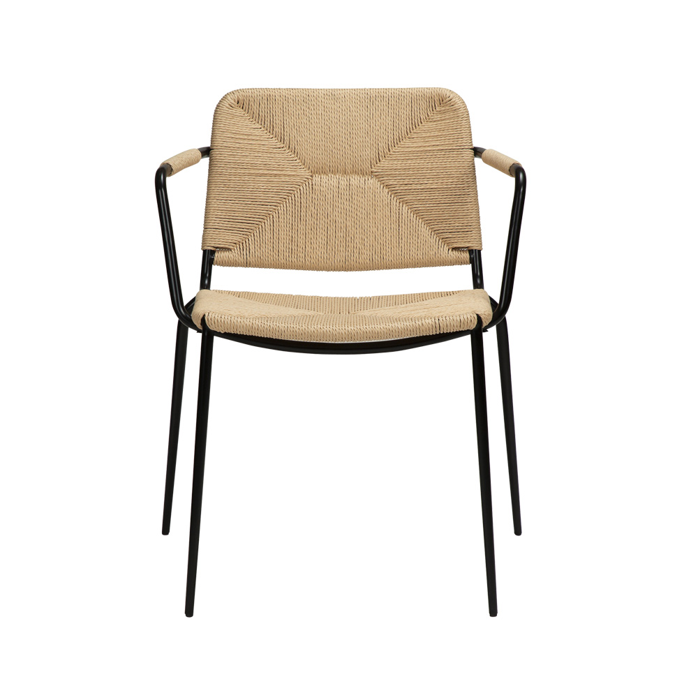 Danform_Stiletto_armchair_ravintolatuoli_kahvilatuoli_natural_käsinojallinen_putkijaloilla_paperinaru_punottu_istuin_02 - Edella