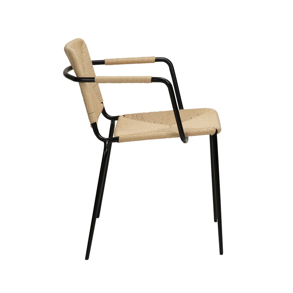 Danform_Stiletto_armchair_ravintolatuoli_kahvilatuoli_natural_käsinojallinen_putkijaloilla_paperinaru_punottu_istuin_03 - Edella