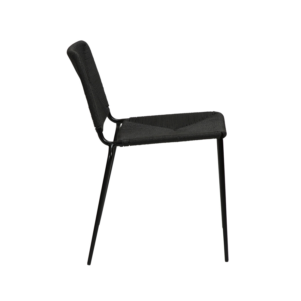 Danform_Stiletto_chair_ravintolatuoli_kahvilatuoli_musta_käsinojaton_putkijaloilla_paperinaru_punottu_istuin_03 - Edella