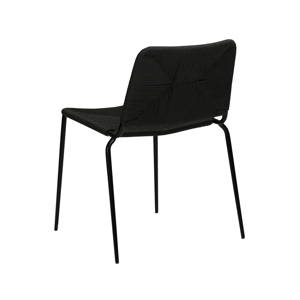 Danform_Stiletto_chair_ravintolatuoli_kahvilatuoli_musta_käsinojaton_putkijaloilla_paperinaru_punottu_istuin_05 - Edella