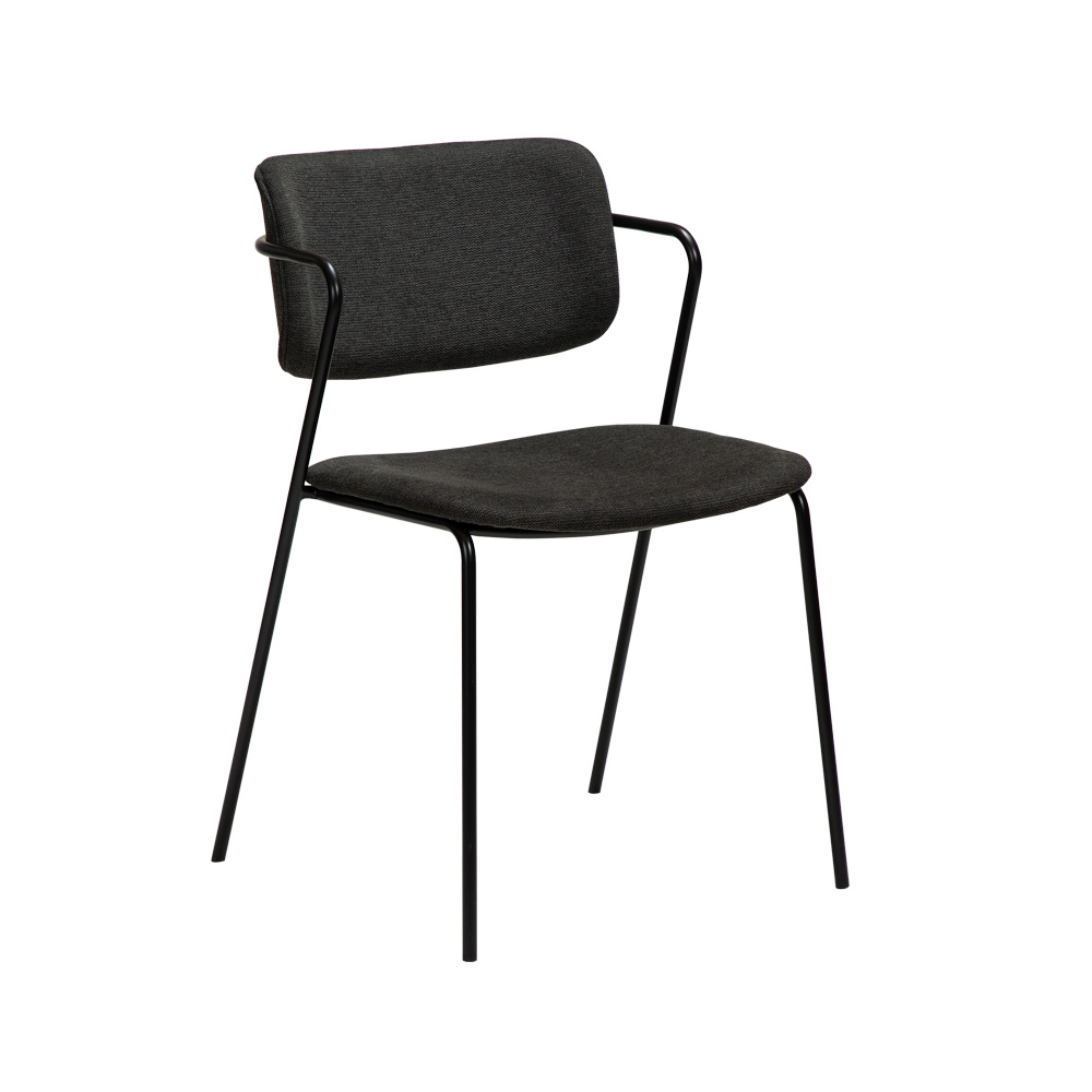 Danform_Zed_chair_ravintolatuoli_kahvilatuoli_kangas_Crow_black_käsinojallinen_putkijaloilla_01 - Edella