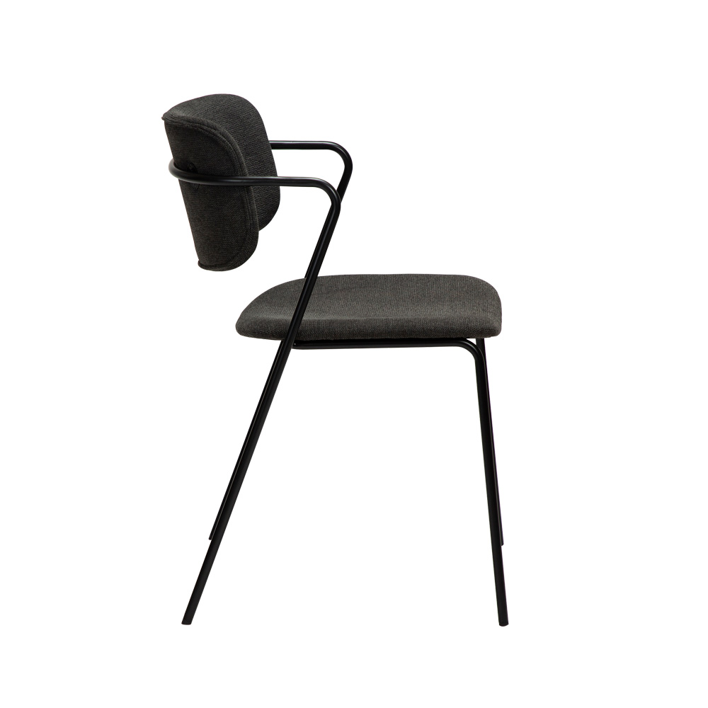 Danform_Zed_chair_ravintolatuoli_kahvilatuoli_kangas_Crow_black_käsinojallinen_putkijaloilla_03 - Edella