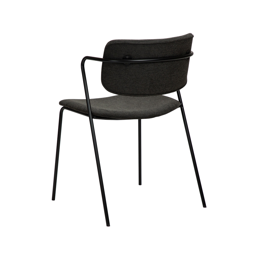 Danform_Zed_chair_ravintolatuoli_kahvilatuoli_kangas_Crow_black_käsinojallinen_putkijaloilla_05 - Edella