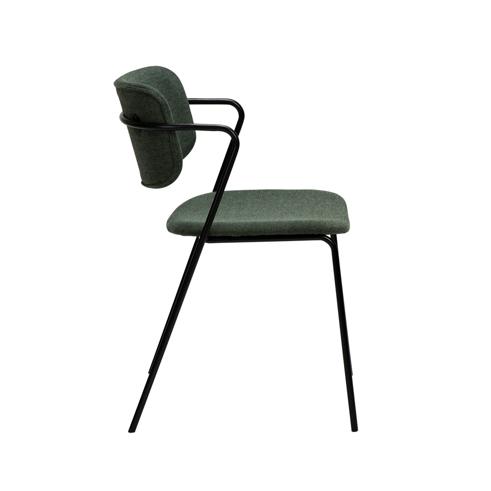Danform_Zed_chair_ravintolatuoli_kahvilatuoli_kangas_Sage_green_käsinojallinen_putkijaloilla_03 - Edella