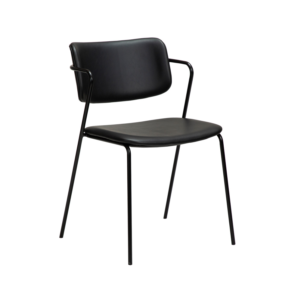Danform_Zed_chair_ravintolatuoli_kahvilatuoli_keinonahka_vintage_black_käsinojallinen_putkijaloilla_01 - Edella