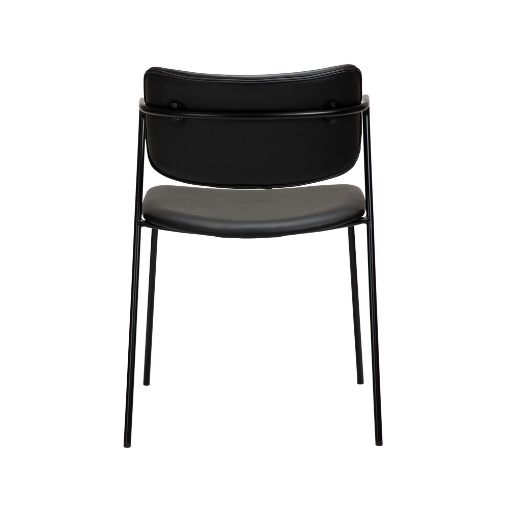 Danform_Zed_chair_ravintolatuoli_kahvilatuoli_keinonahka_vintage_black_käsinojallinen_putkijaloilla_04 - Edella