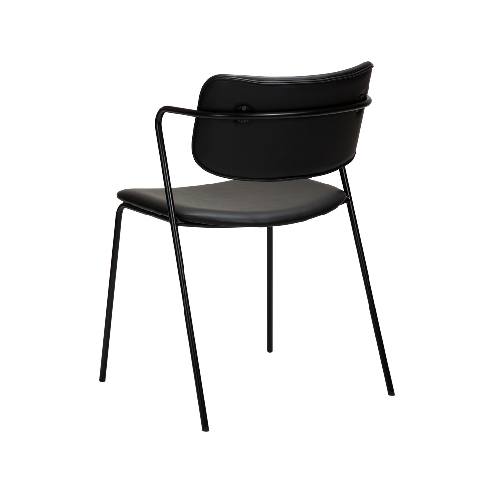 Danform_Zed_chair_ravintolatuoli_kahvilatuoli_keinonahka_vintage_black_käsinojallinen_putkijaloilla_05 - Edella