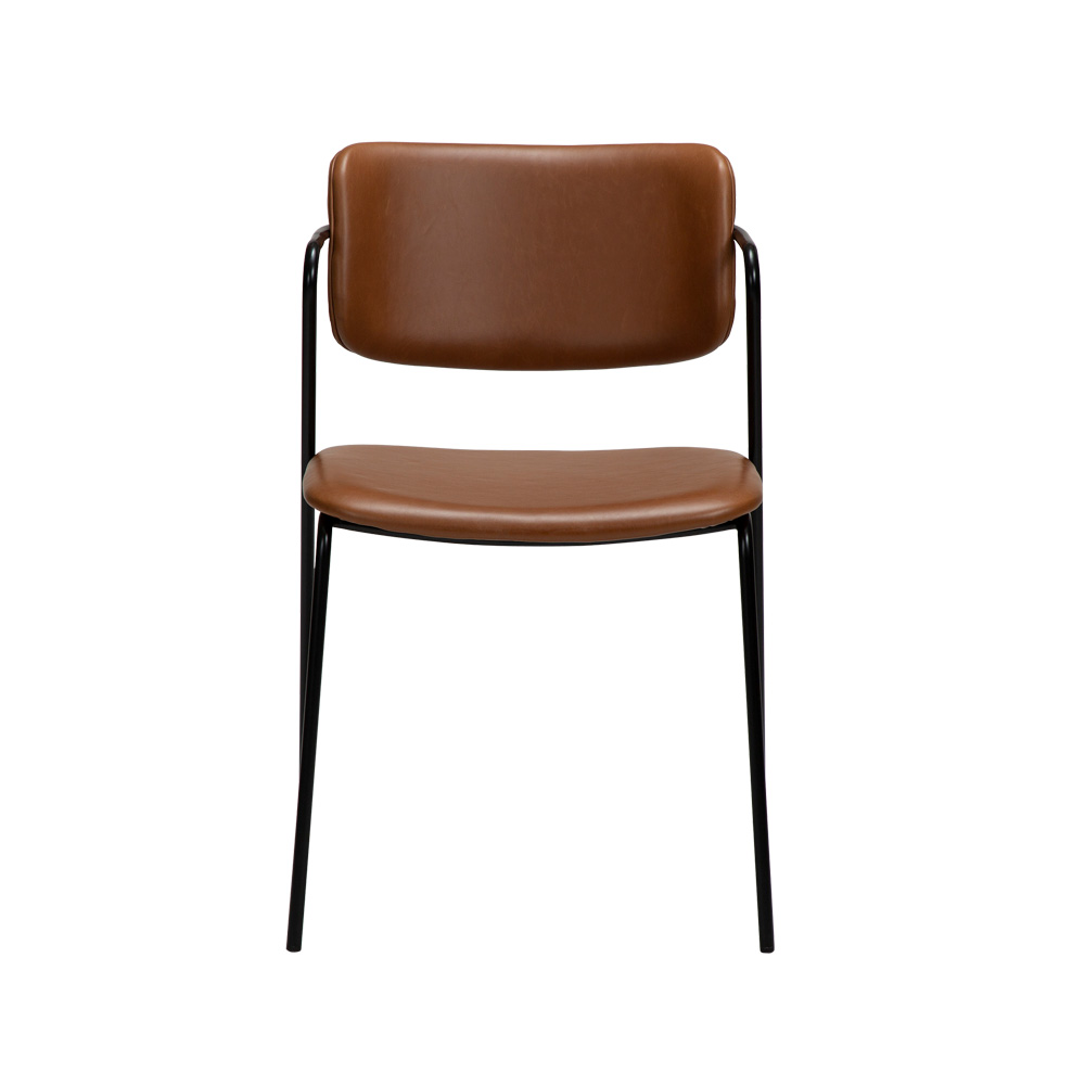 Danform_Zed_chair_ravintolatuoli_kahvilatuoli_keinonahka_vintage_light_brown_käsinojallinen_putkijaloilla_02 - Edella