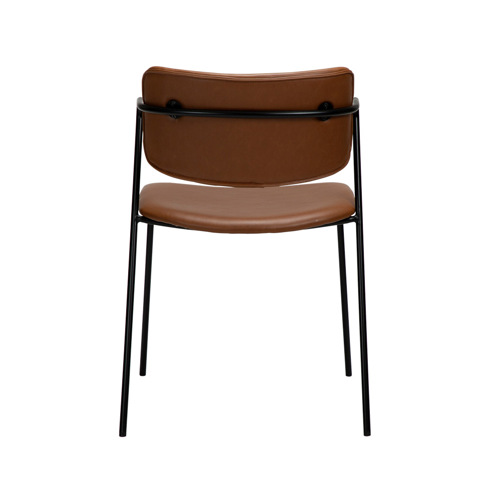 Danform_Zed_chair_ravintolatuoli_kahvilatuoli_keinonahka_vintage_light_brown_käsinojallinen_putkijaloilla_04 - Edella