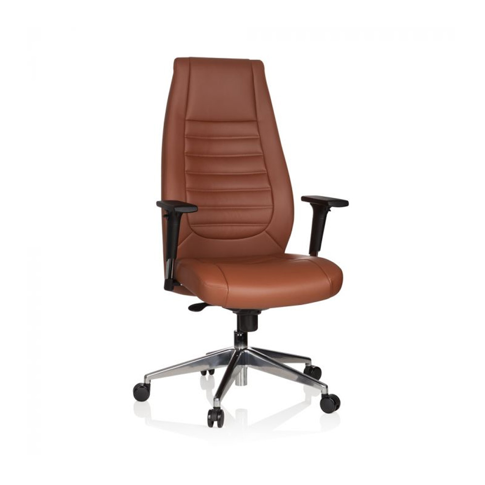 HJH_Office_Vitoro_työtuoli_toimistotuoli_etätyötuoli_neuvottelutuoli_ruskea_korkea_selkänoja_nahkatuoli_02 - Edella