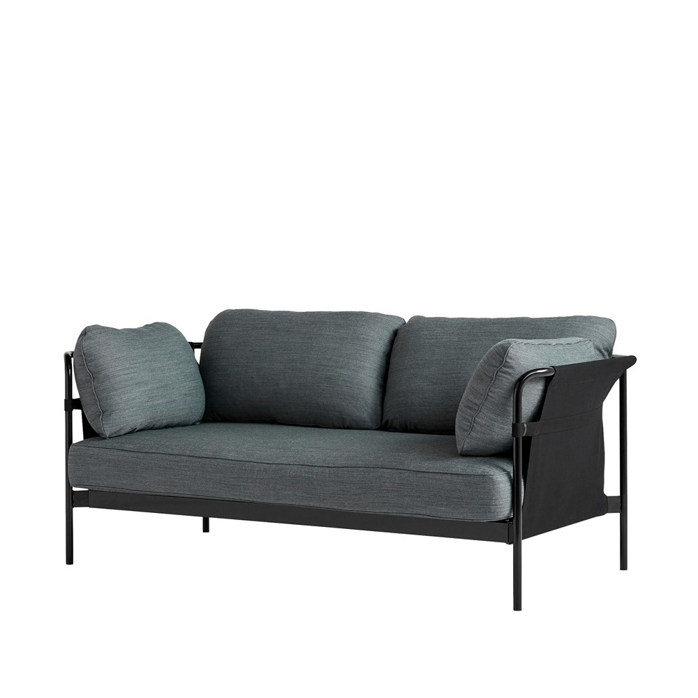 Hay_CAN_2-SEATER_kahden_istuttava_beige_sininen-musta_kangas_mustat_putkijalat_01 - Edella