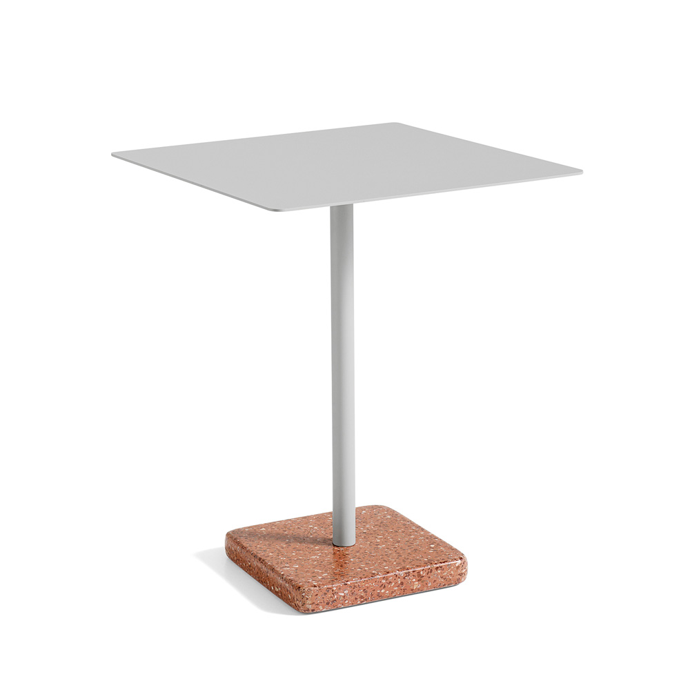 Hay_Terrazzo_Table_Square_60x60_Red_base_Sky_grey_tabletop_01 - Edella