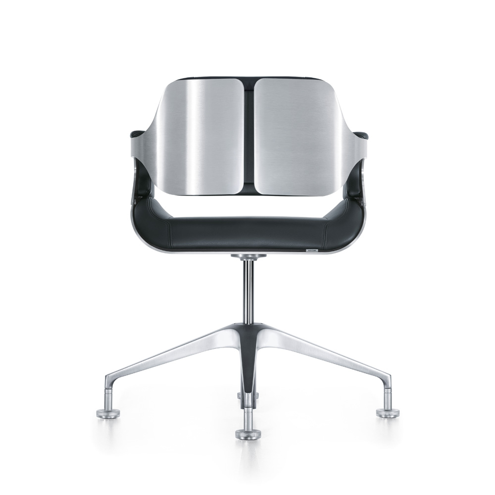 Interstuhl_Silver_101S_neuvottelutuoli_kokoustuoli_asiakastuoli_harjattu_alumiini_musta_nahka_03 - Edella