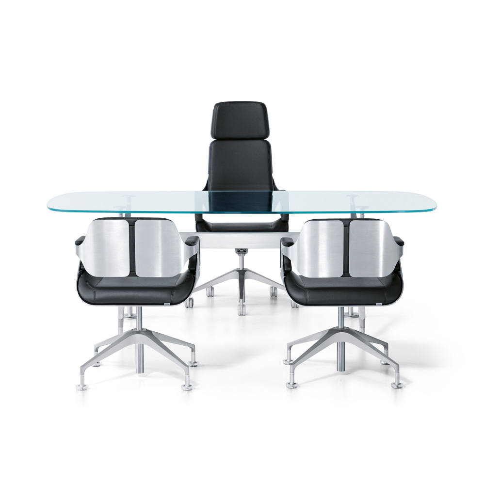 Interstuhl_Silver_101S_neuvottelutuoli_kokoustuoli_asiakastuoli_harjattu_alumiini_musta_nahka_06 - Edella