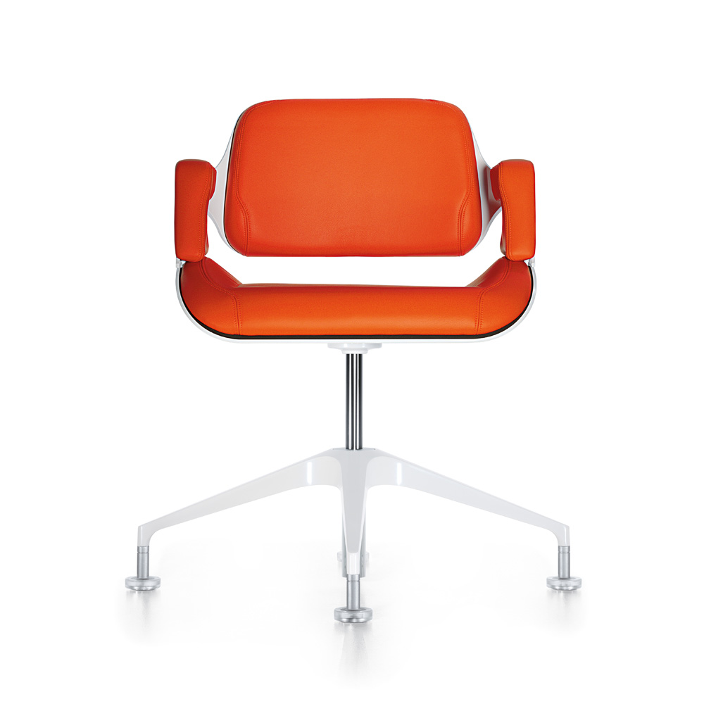 Interstuhl_Silver_101S_neuvottelutuoli_kokoustuoli_asiakastuoli_maalattu_valkoinen_oranssi_nahka_01 - Edella