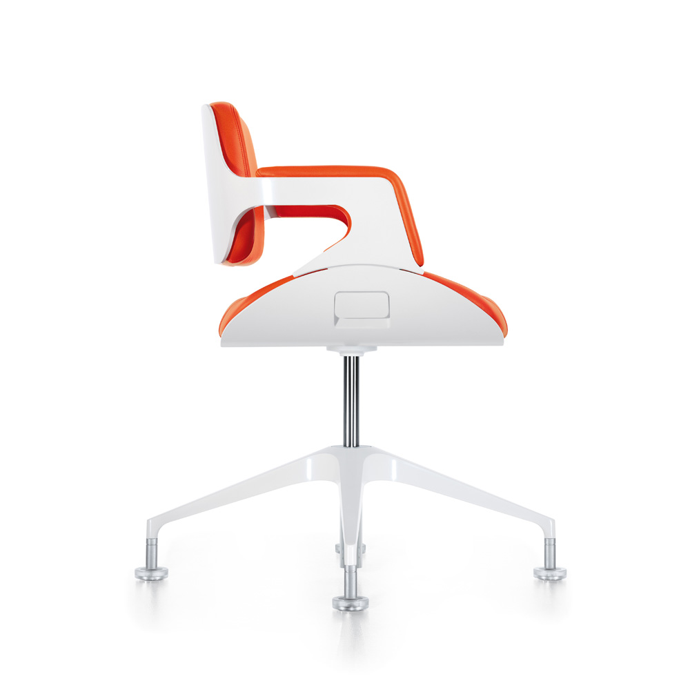Interstuhl_Silver_101S_neuvottelutuoli_kokoustuoli_asiakastuoli_maalattu_valkoinen_oranssi_nahka_02 - Edella