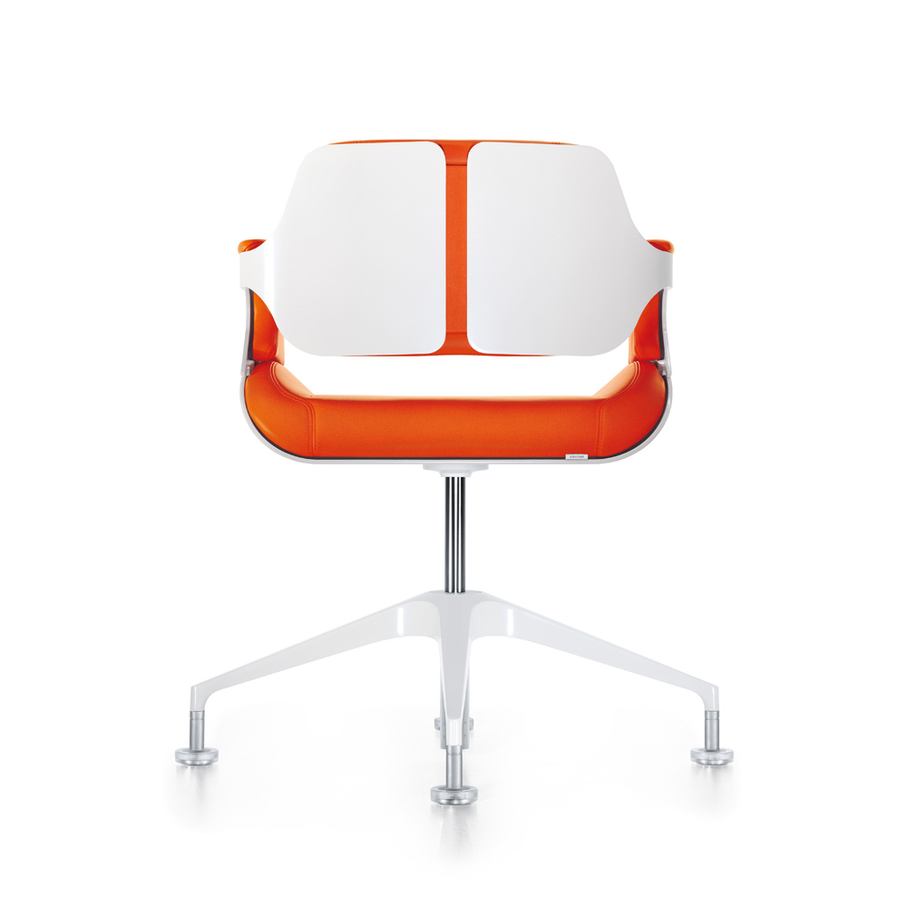 Interstuhl_Silver_101S_neuvottelutuoli_kokoustuoli_asiakastuoli_maalattu_valkoinen_oranssi_nahka_03 - Edella
