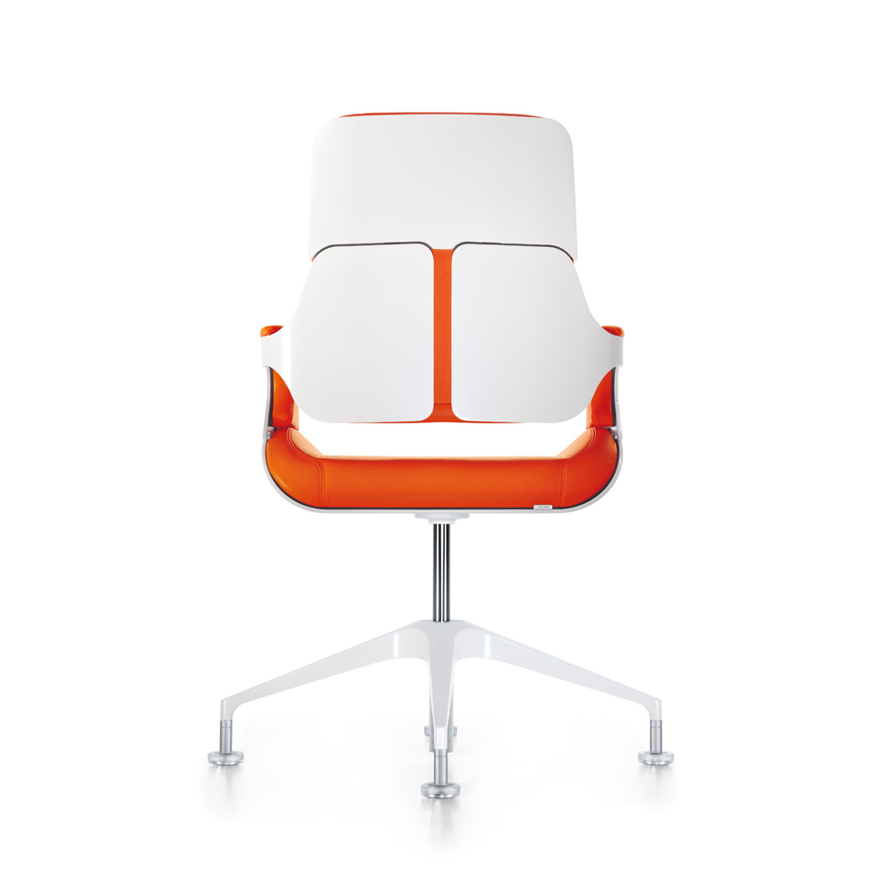 Interstuhl_Silver_151S_neuvottelutuoli_kokoustuoli_asiakastuoli_maalattu_valkoinen_oranssi_nahka_03 - Edella