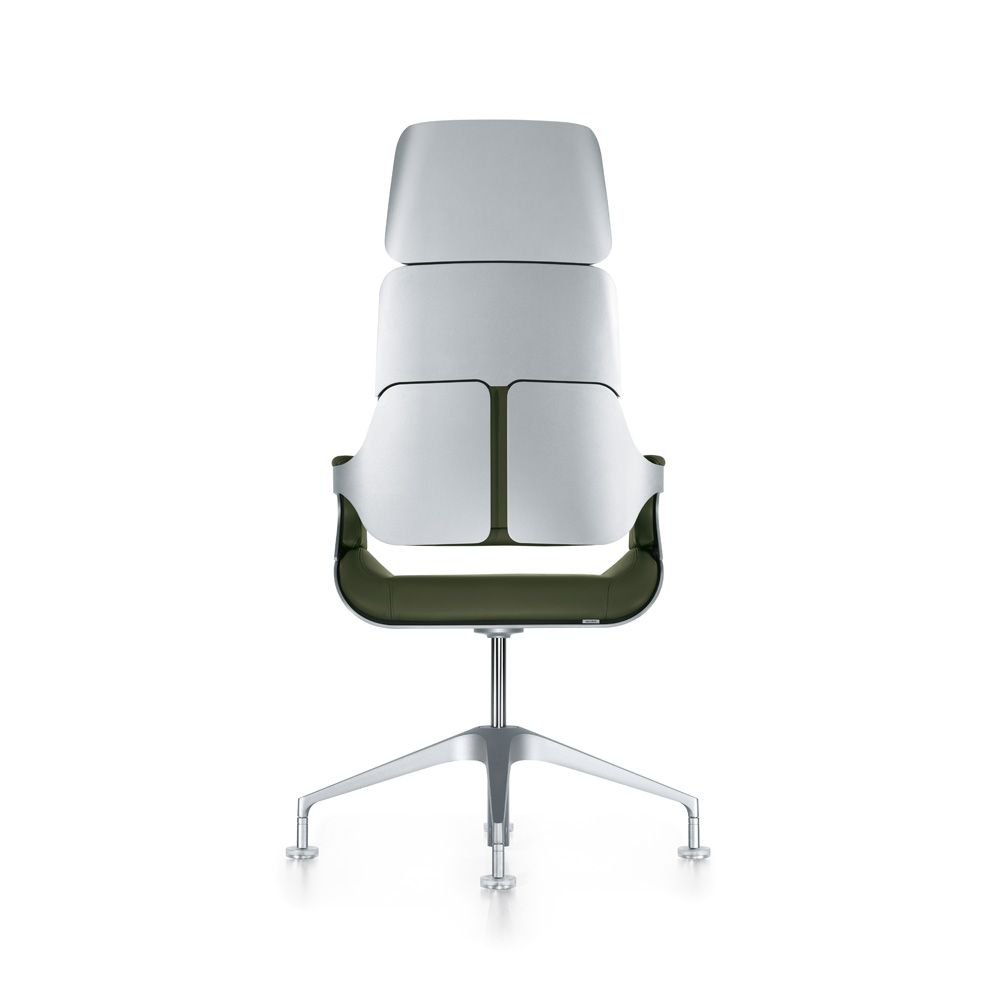 Interstuhl_Silver_191S_neuvottelutuoli_kokoustuoli_johtajantuoli_hiekkapuhallettu_alumiini_oliivi_nahka_03 - Edella