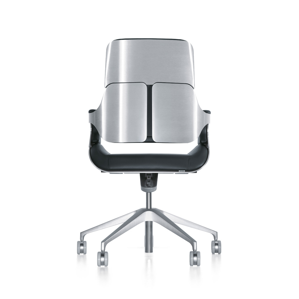 Interstuhl_Silver_262S_työtuoli_toimistotuoli_synchro-mekanismi_kokoustuoli_neuvottelutuoli_harjattu_alumiini_musta_nahka_05 - Edella