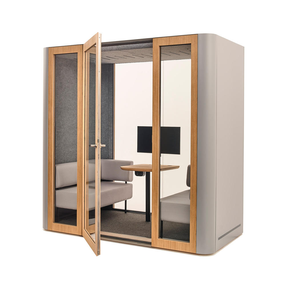 MuteDesign_Space_L_ilmastoitu_vetäytymistila_hiljainen_huone_neljälle_hengelle_tila_tilassa_kokoushuone_01 - Edella