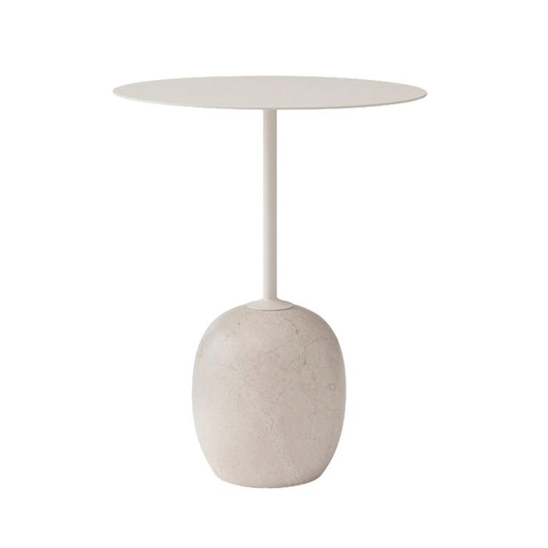 &Tradition Lato LN8 Ivory White powder coated steel top with Crema Diva marble base
