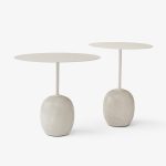 &Tradition Lato LN8 LN9 Ivory White powder coated steel top with Crema Diva marble base