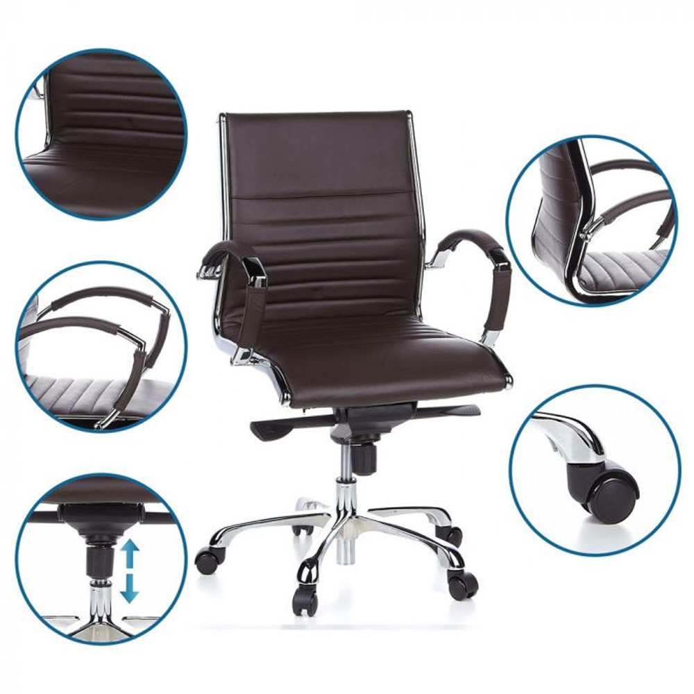 HJH_Office_Parma10_johtajantuoli_työtuoli_toimistotuoli_neuvottelutuoli_kokoustuoli_ruskea_nahka_verhoiltu_istuin_15 - Edella