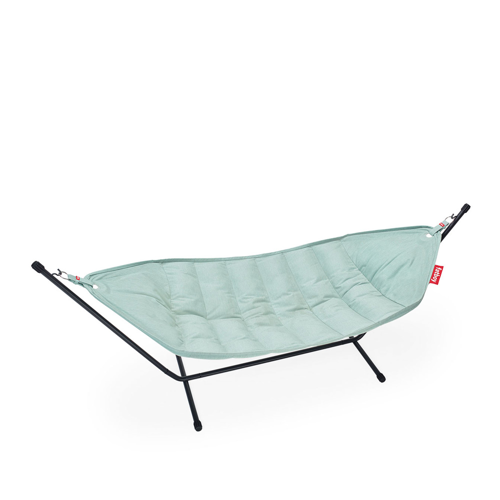 Fatboy_Headdemock_Superb_Hammock_Seafoam_vaaleansininen_riippukeinu_mustalla_jalustalla_telineellä_sisäkäyttöön_ulkokäyttöön_01 - Edella