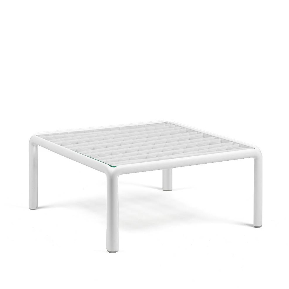 Nardi_Komodo_Tavolino_Vetro_Bianco_valkoinen_moduulisohvapöytä_matala_sohvapöytä_muovipöytä_lasikannella_ulkotiloihin_terassille_01 - Edella