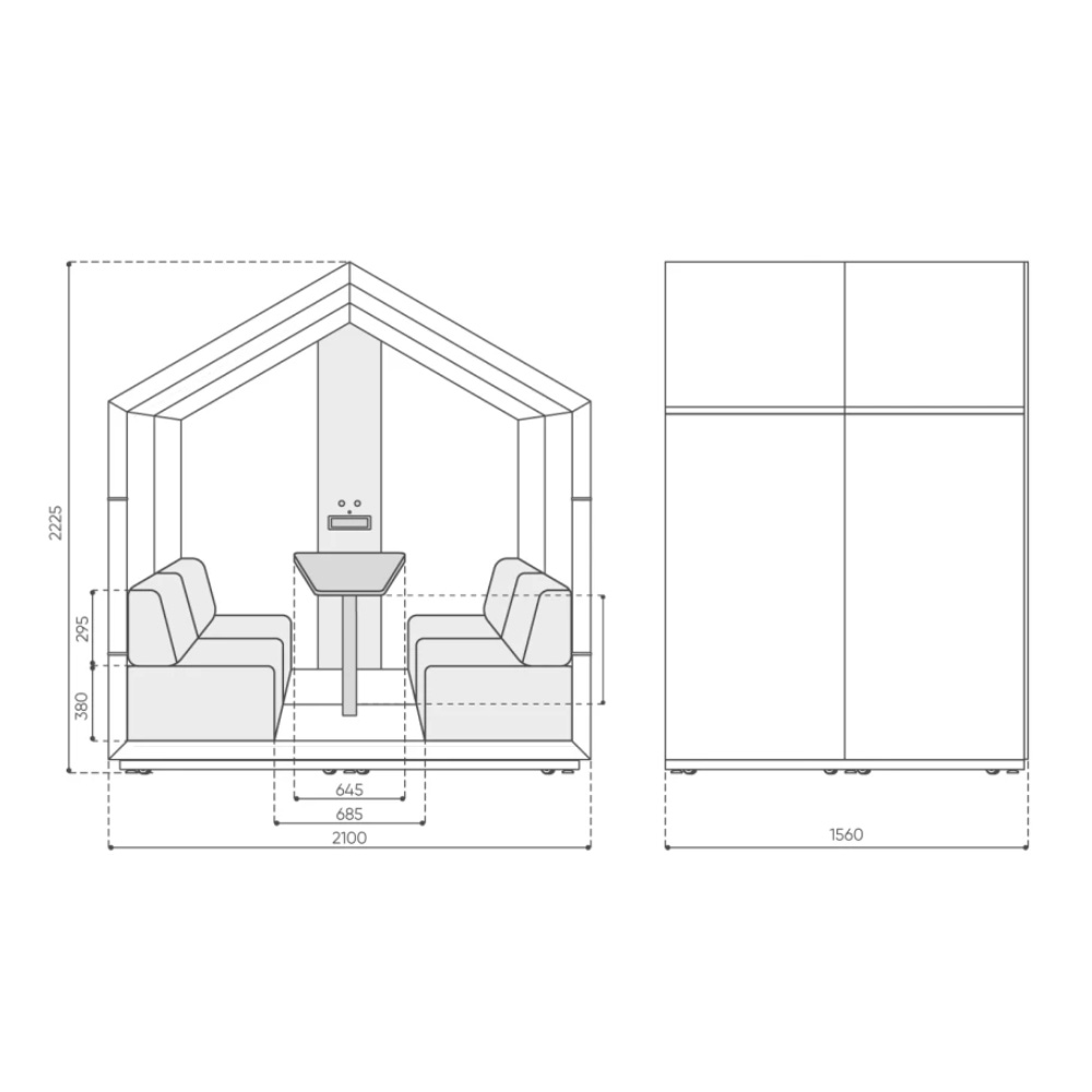 Bejot_Treehouse_TH4_4-hengen_vetäytymistila_hiljainen_tila_sohvilla_akustoiva_kaluste_11 - Edella