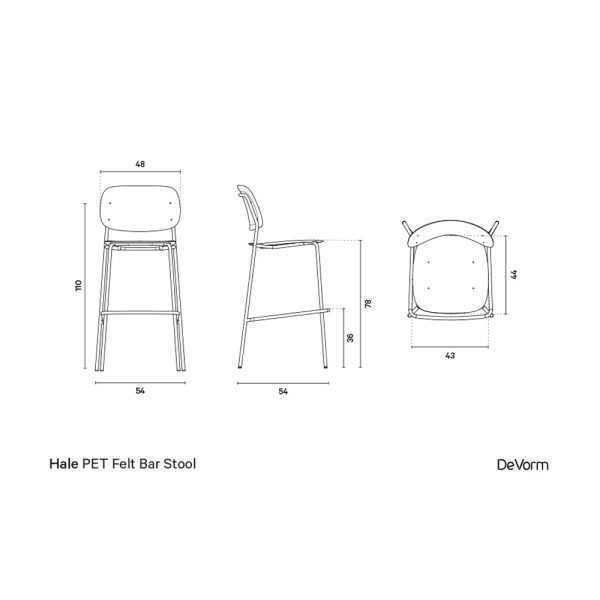 De Vorm Hale PET Felt Bar Stool istuinverhoiltu korkea baarituoli - Image 14