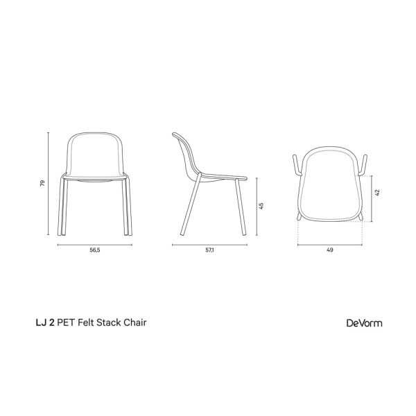 De Vorm LJ 2 PET Felt Stack Chair istuinverhoiltu tuoli - Image 16