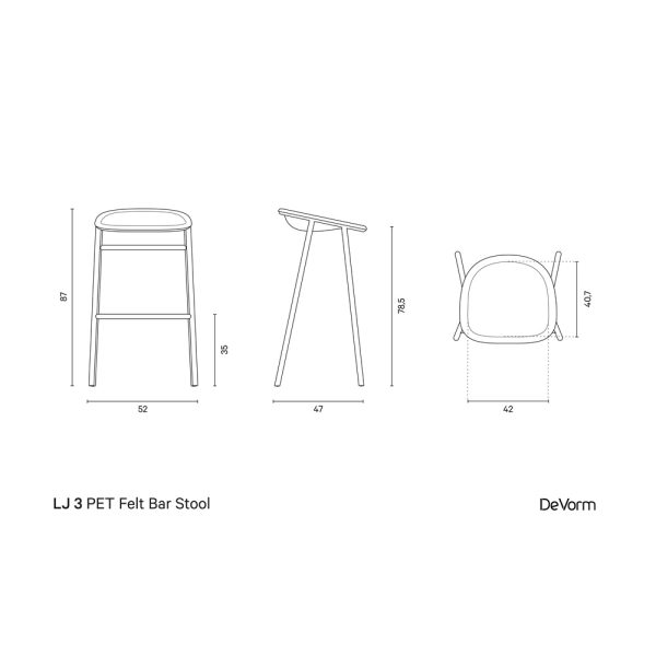 De Vorm LJ 3 PET Felt Bar Stool istuinverhoiltu korkea baarijakkara - Image 15