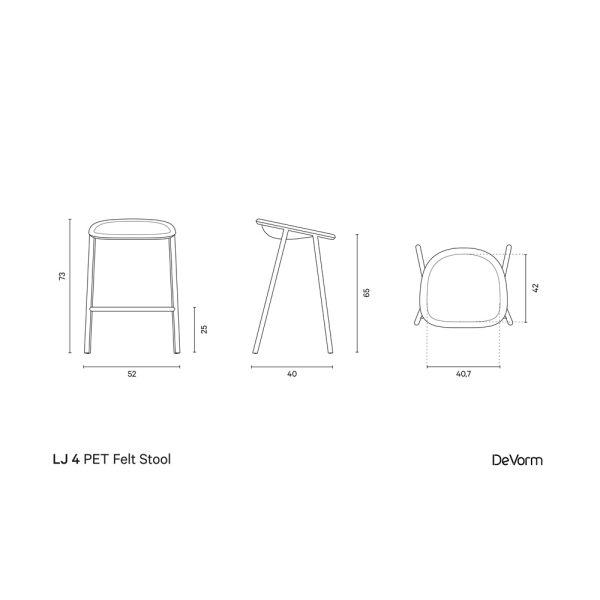 De Vorm LJ 4 PET Felt Counter Stool matala baarijakkara - Image 14