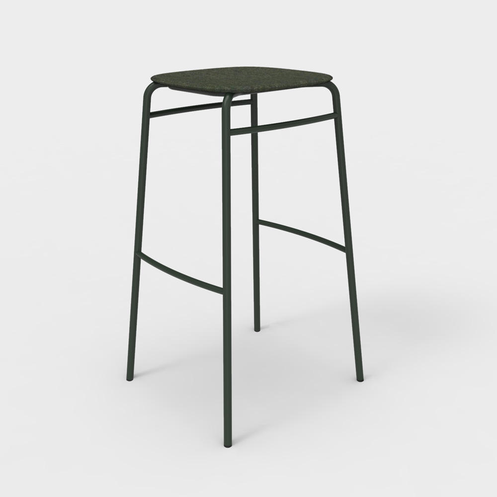 DeVorm_Twist_PET_Felt_Bar_Stool_Dark_green_korkea_baarituoli_01 - Edella