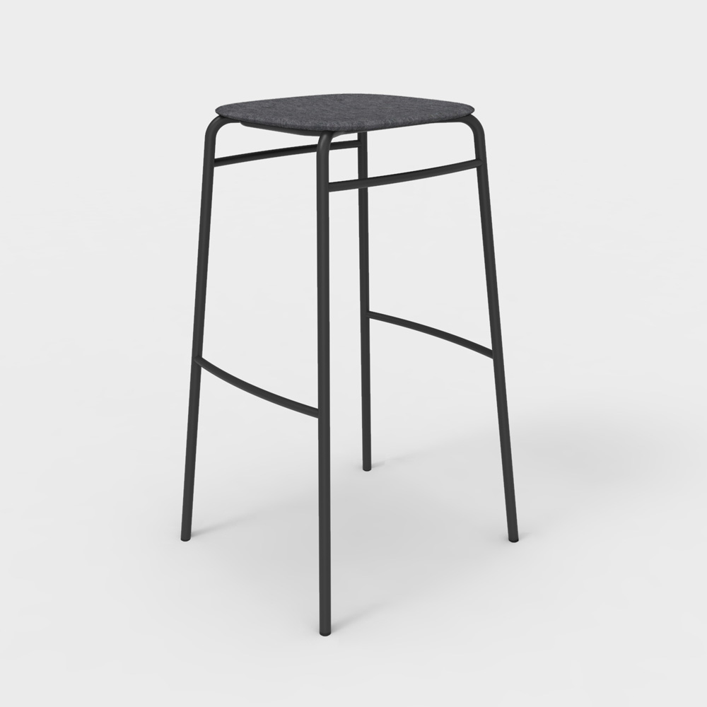 DeVorm_Twist_PET_Felt_Bar_Stool_Dark_grey_korkea_baarituoli_01 - Edella