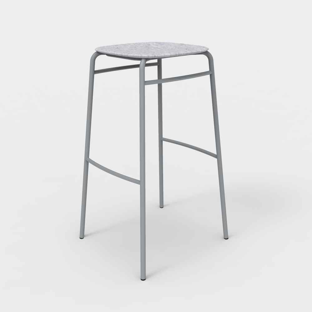 DeVorm_Twist_PET_Felt_Bar_Stool_Light_grey_korkea_baarituoli_01 - Edella