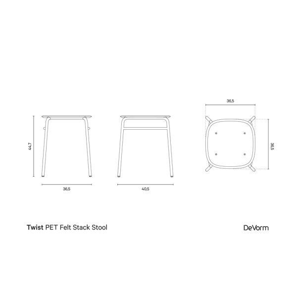 De Vorm Twist PET Felt Stack Stool istuinverhoiltu jakkara - Image 15