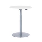 Optimus_Solo_Round_Yksijalkainen_sähköpöytä_ pyöreä_laippajalka_harmaa_02 - Edella