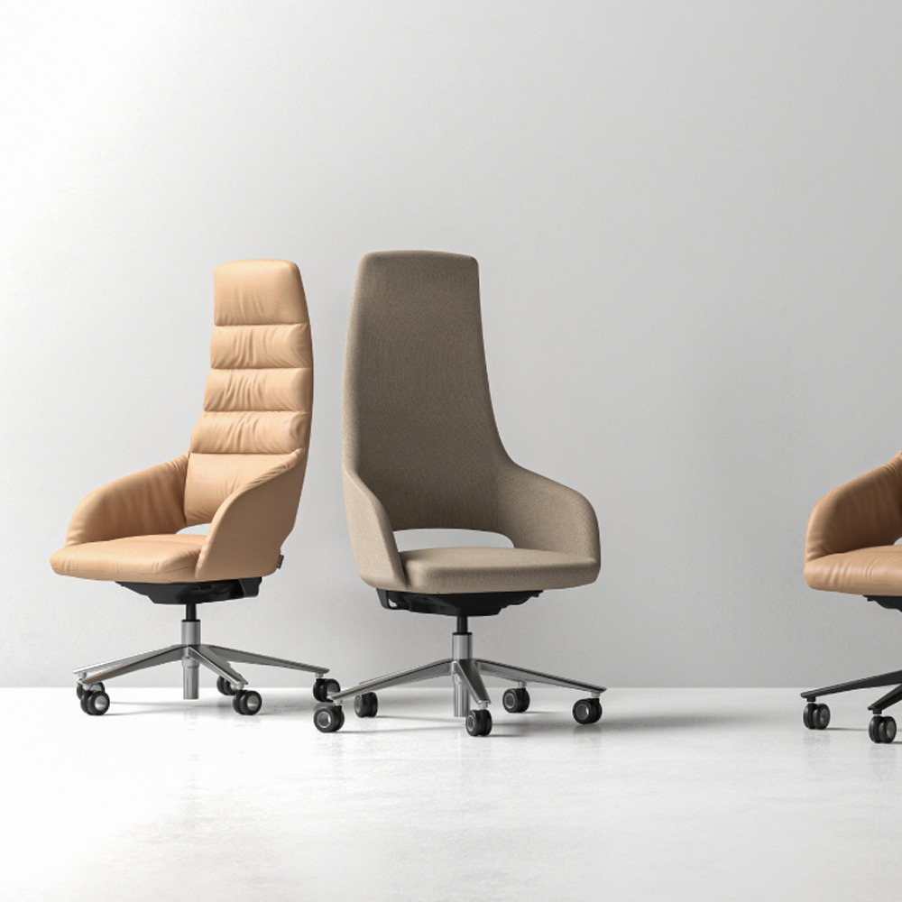 Narbutas_Sandie_korkea_neuvottelutuoli_ristikkojalka_pehmustettu_03 - Edella