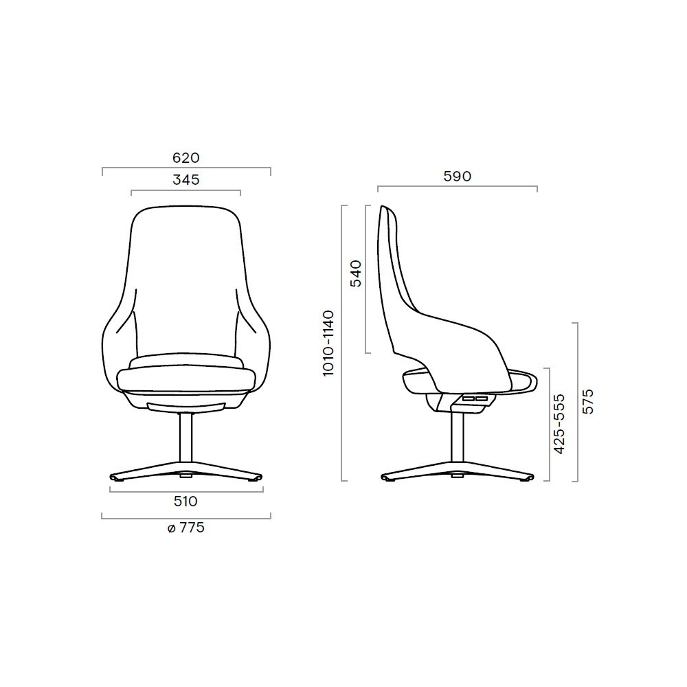 Narbutas_Sandie_medium_neuvottelutuoli_ristikkojalka_ilman_pyöriä_verhoiltu_03 - Edella