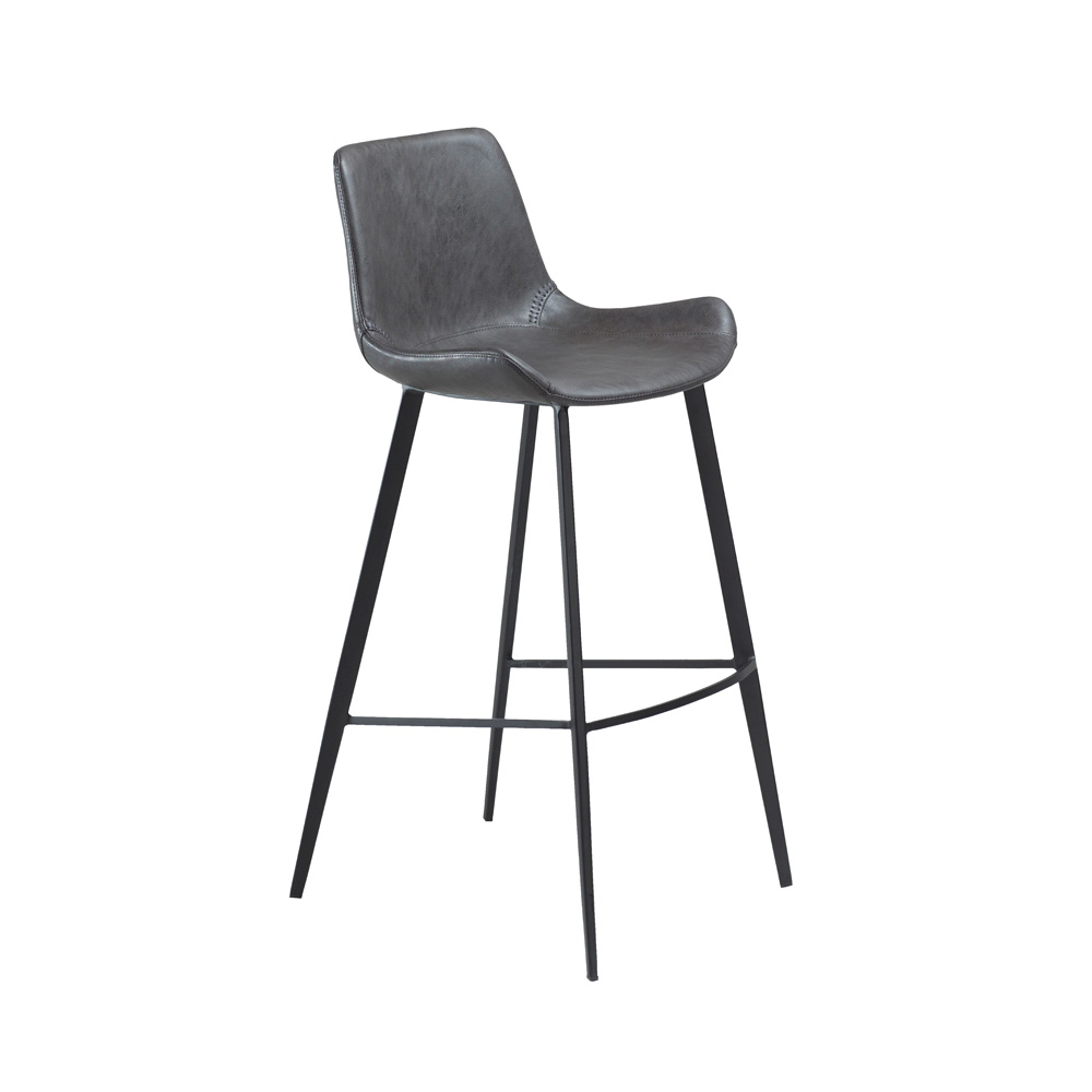 Danform_HYPE-BAR-STOOL_baarituoli_-vintage_grey_art_leather_w_black_metal_legs_01 - Edella