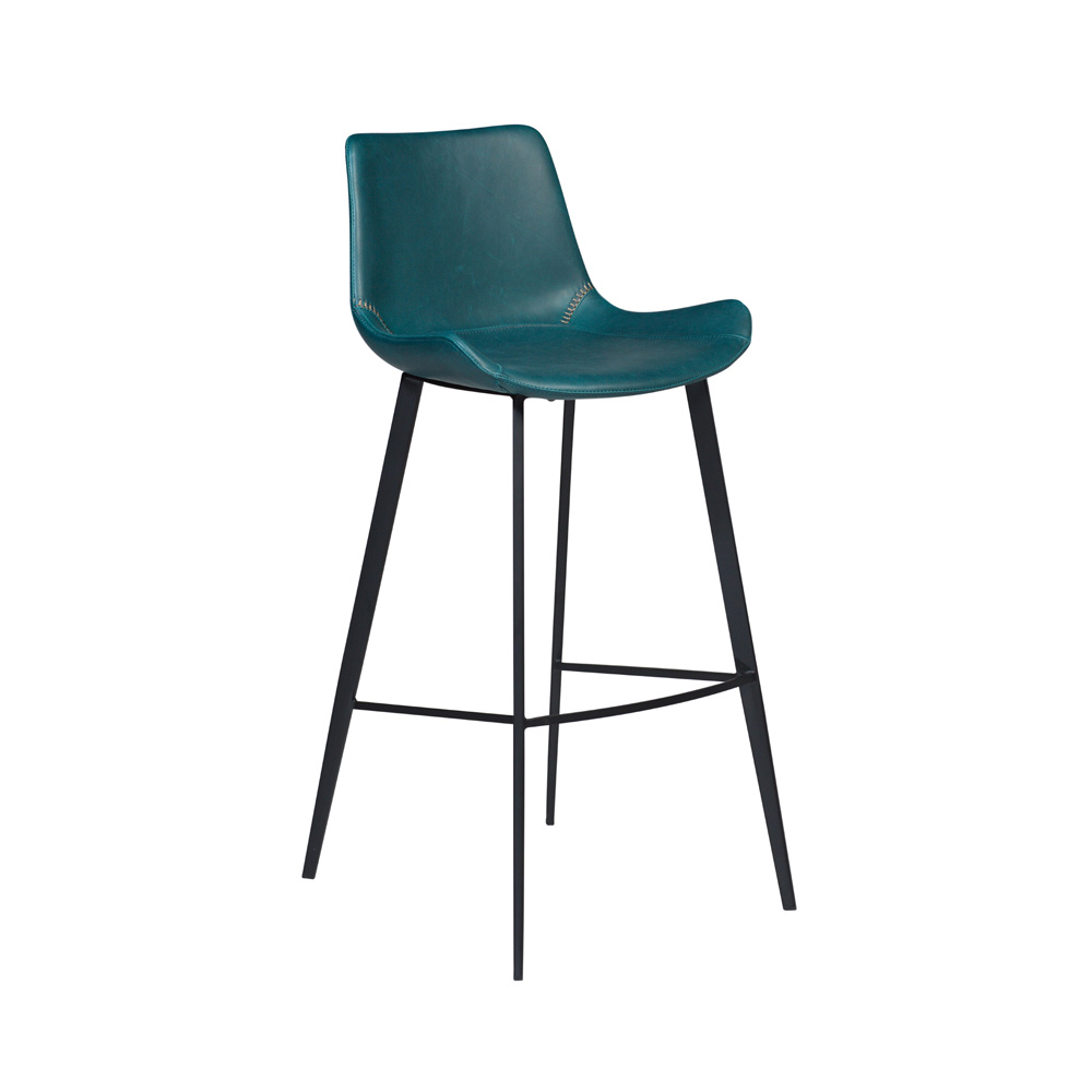 Danform_HYPE-BAR-STOOL_baarituoli_-vintage_petroleum_blue_art_leather_w_black_metal_legs_01 - Edella